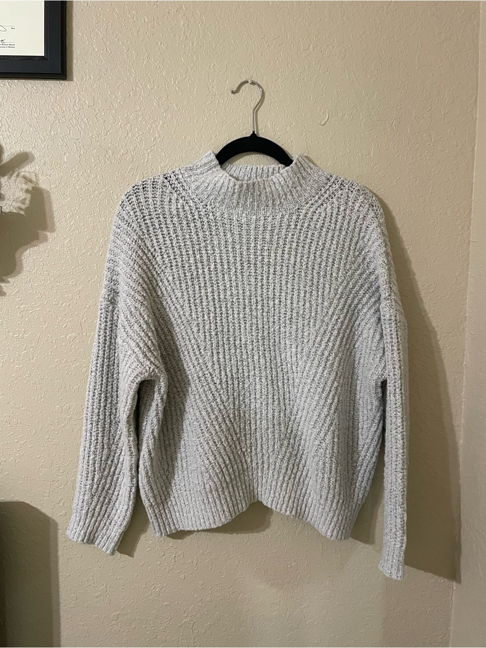 Debut Mock Neck Knit Sweater Size XS Silver Heathering Gray Ribbed High Neck
